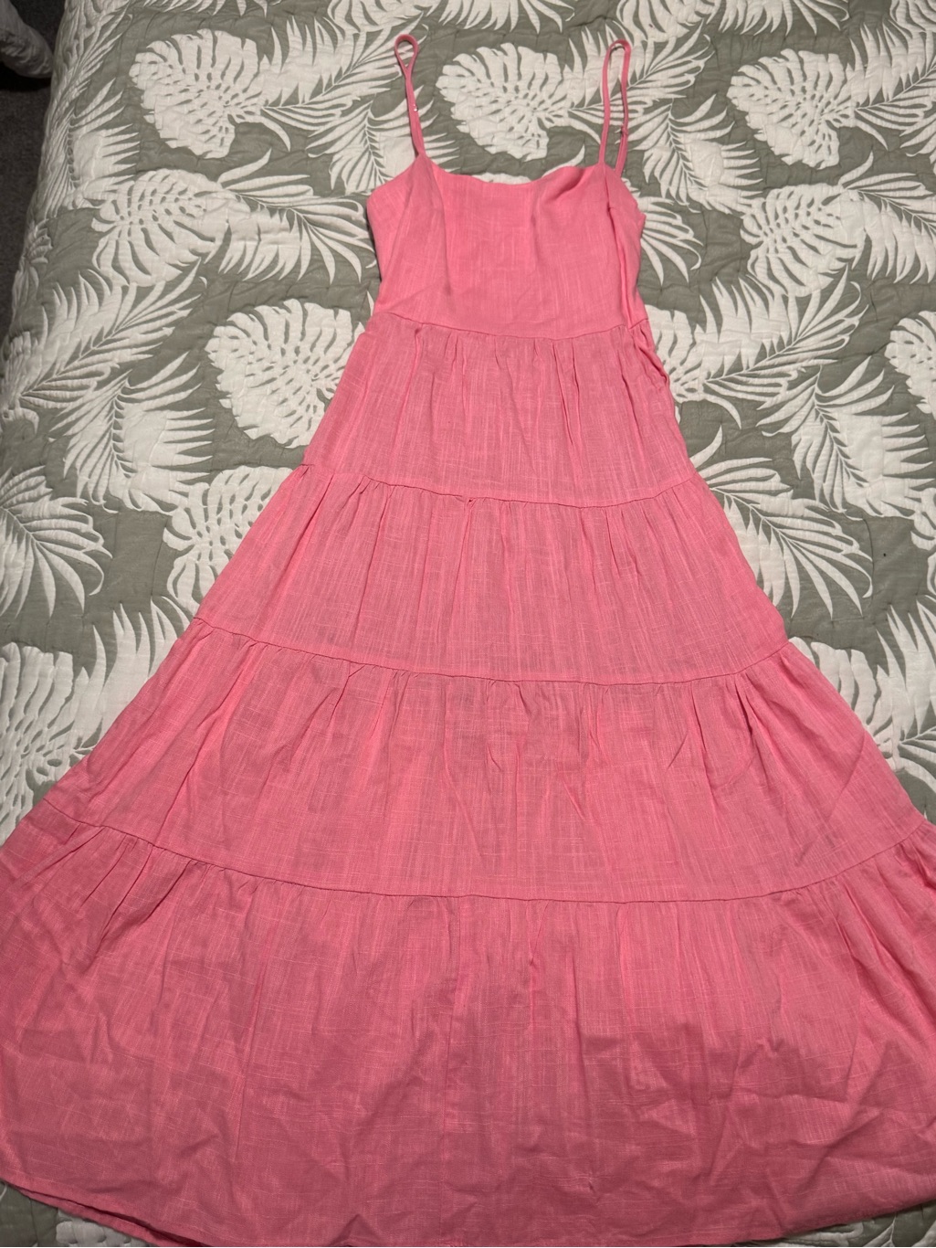 Nwt Pink Tiered Midi Sundress With Open Eyelet Tie Back- Size S — image 5 of 8
